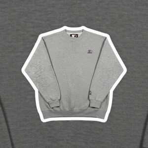 Vintage 90s Starter Gray Crewneck Sweatshirt Mens Large Embroidered Logo Retro